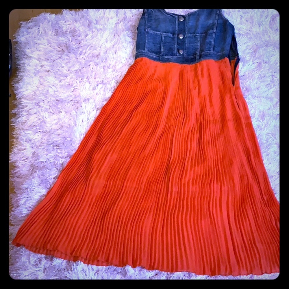 Cute half jeans half sheer dress